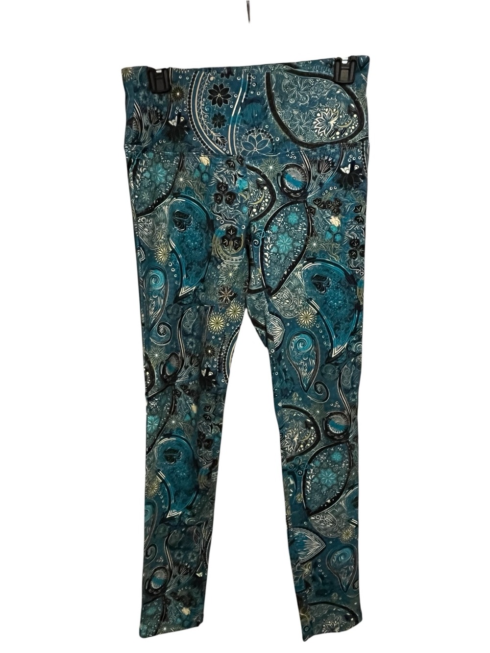 SlimSation Multiples Size XSTeal Paisley Print Stretch Leggings
